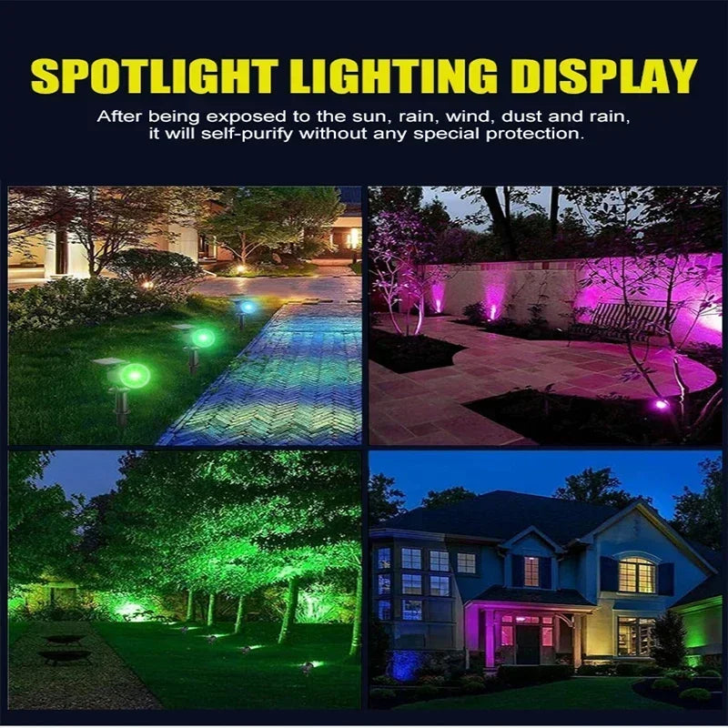 Spot Solaire RGB Extérieur 9 LED Luminosité Réglable pour Jardin et Palmiers