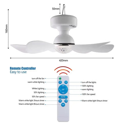 Ventilateur Solaire de Plafond avec Éclairage LED
