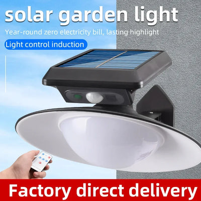 Lampadaire Solaire de Jardin avec Télécommande, Panneau Rond, Étanche IP65