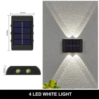 Applique Solaire Murale 12 LED Haut et Bas pour Balustrade
