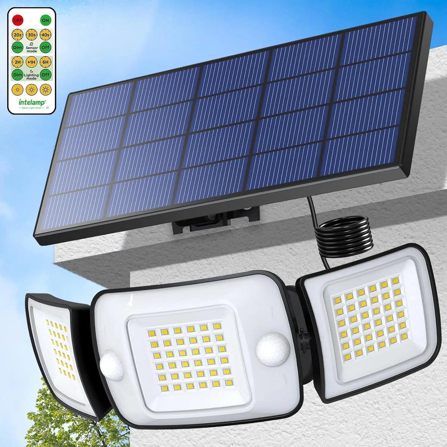 Projecteur solaire de sécurité double capteur étanche IP65