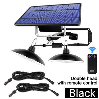 Lampe Solaire Suspendue Double Tête LED Extérieur Camping Jardin