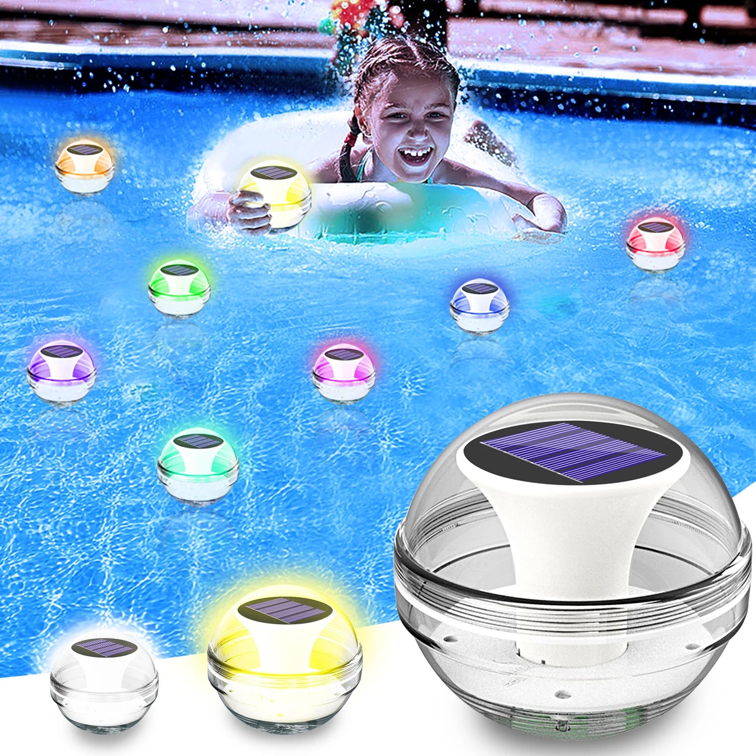 Lampe LED solaire flottante RVB pour piscine