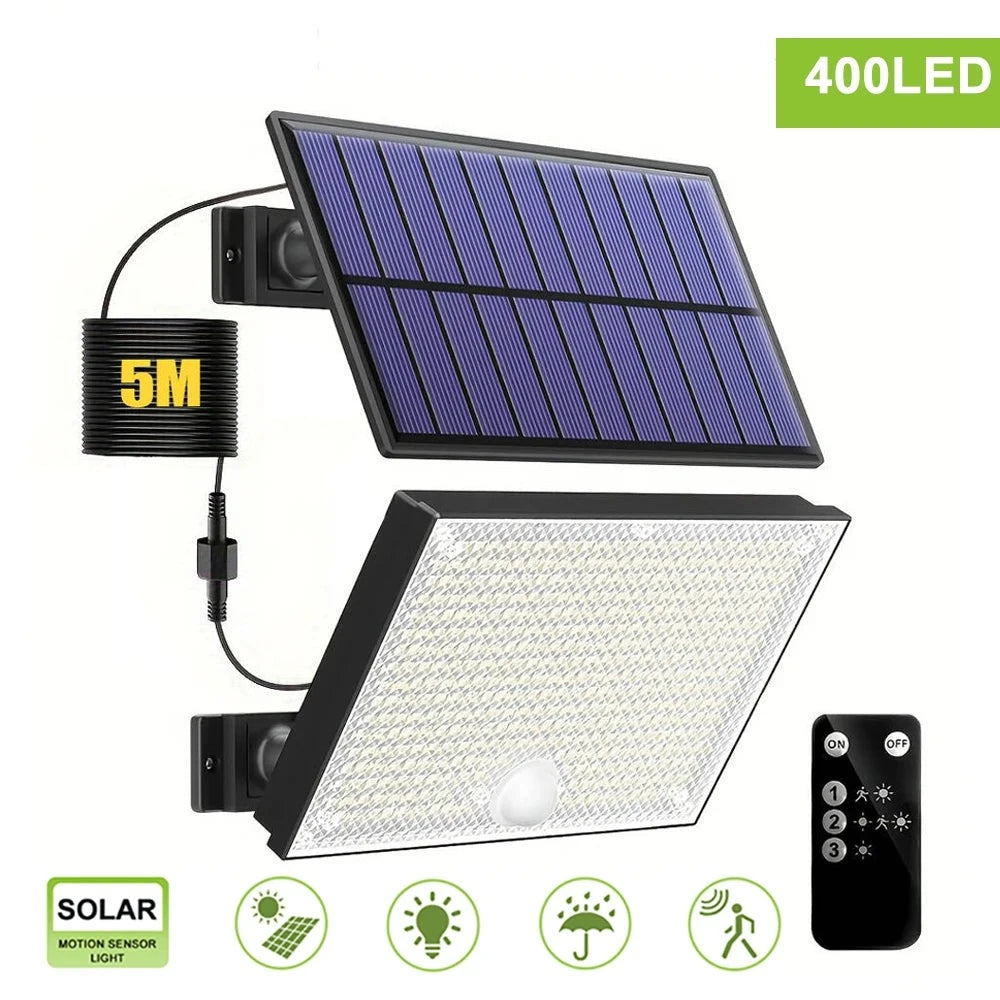 Applique Murale Solaire Extérieur 400 LED avec Télécommande