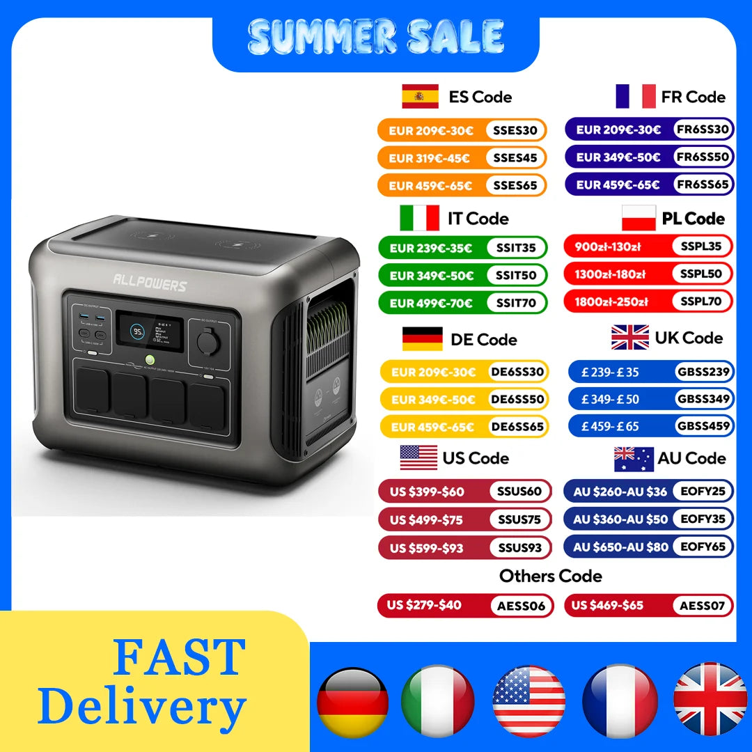 Station d'Énergie Solaire Portable 1800W 1152Wh