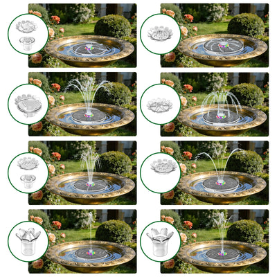 Fontaine Solaire de Jardin LED Batterie 8 Buses
