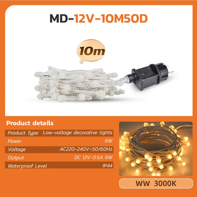Guirlande Solaire LED 10M 50 LEDs Blanc Chaud IP65
