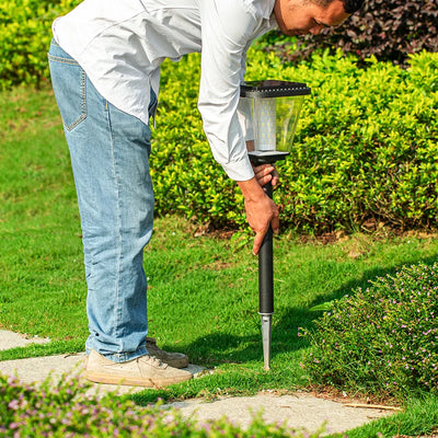 Borne Solaire de Pelouse LED Étanche pour Jardin