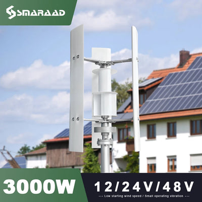 Éolienne Verticale 3000W 48V Kit Complet avec Onduleur