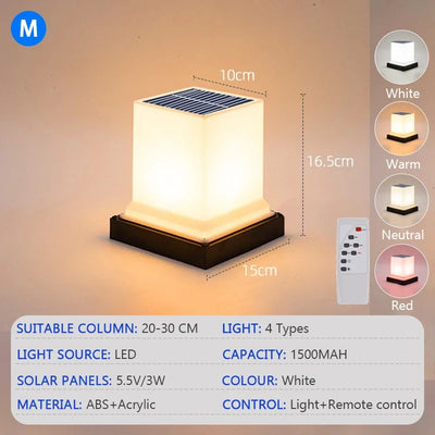 Lampe Solaire de Pilier LED avec Télécommande