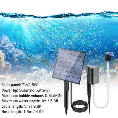 Aérateur Solaire de Bassin 2,5W avec Diffuseur et Piquet