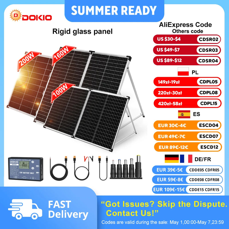 Panneau Solaire Pliable Dokio 100W 160W 200W pour Camping-Car