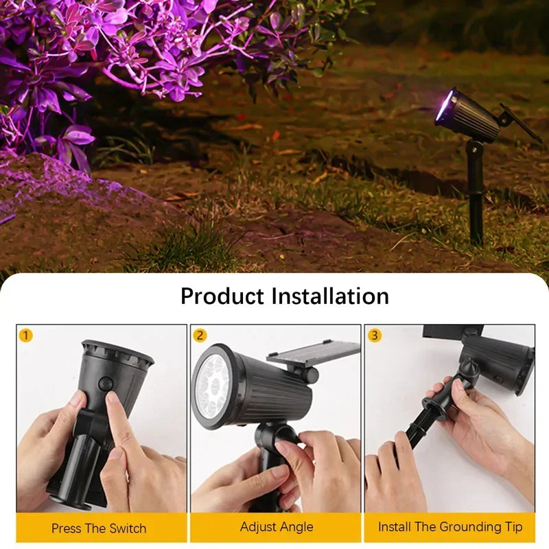 Projecteur Solaire RGB Extérieur à Planter pour Jardin, Pelouse et Allée