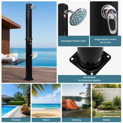 Douche Solaire Extérieure 40 L Colonne Noire Lave-Pieds
