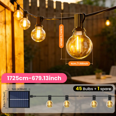 Guirlande Solaire G40 LED Télécommande Minuterie 8 Modes
