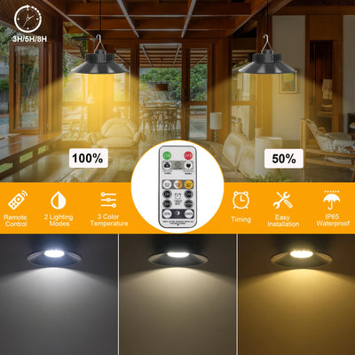 Lampe Solaire Suspendue Télécommande Extérieure Étanche IP65