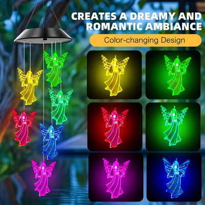 Carillon Solaire Ange Lumineux à Suspendre pour Jardin