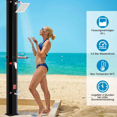 Douche Solaire Extérieure 40 L Lave-Pieds et Housse de Protection