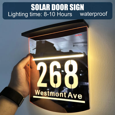 Plaque Numéro de Maison Solaire Acrylique Découpe Laser 3D Incurvée