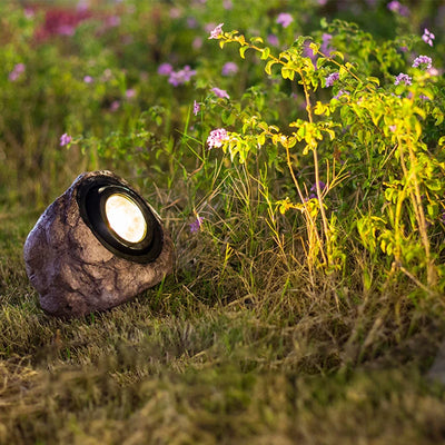 Lampe Solaire LED Imitation Pierre Étanche Jardin Pelouse Patio