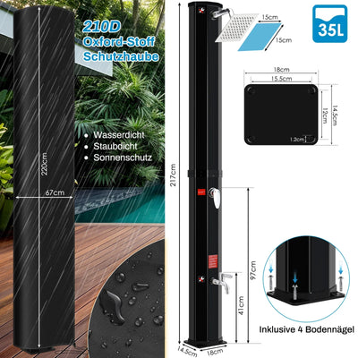 Douche Solaire de Jardin Colonne Pluie 35 et 40 L