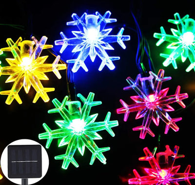 Lampe Solaire Flocon de Neige 62 LED Étanche Arbre de Noël