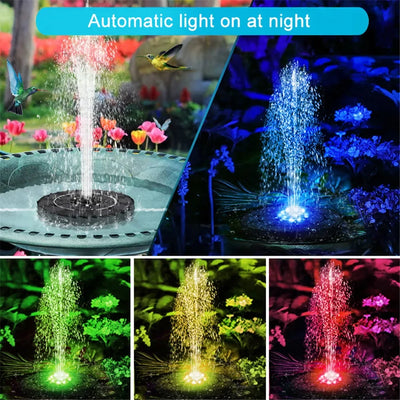 Fontaine Solaire Flottante LED avec Batterie 1200 mAh et 9 Buses