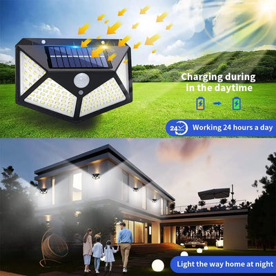 Applique Murale Solaire Extérieur Détecteur de Mouvement 100 LED