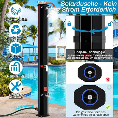 Douche Solaire de Jardin 60L Colonne 228 cm Pivotante 360°