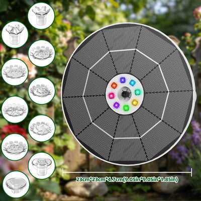 Fontaine Solaire de Jardin LED Batterie 8 Buses