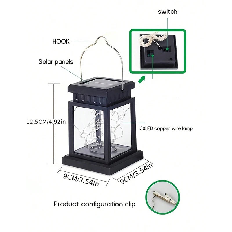 Lanterne Solaire Extérieure à Suspendre Fil Lumineux LED