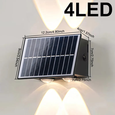 Applique Murale Solaire Extérieur 8 LED Haut et Bas Décorative