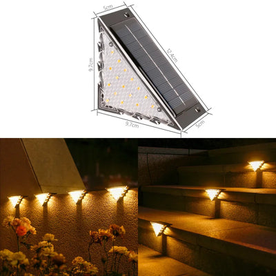 Lampe Solaire d'Escalier 16+6 LED, Étanche IP65