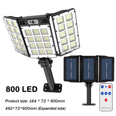 Lampadaire Solaire 800 LED Détecteur Mouvement 3 Modes