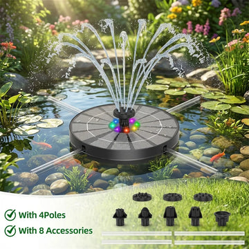 Fontaine Solaire LED Extérieure pour Bassin de Jardin