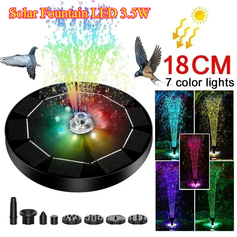 Fontaine Solaire Rotative LED 3,5 W à 6 Buses pour Bassin