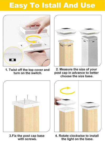 Lampe Solaire de Pilier de Clôture Colonne Lot de 2