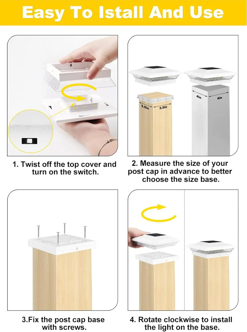 Lampe Solaire de Pilier de Clôture Colonne Lot de 2