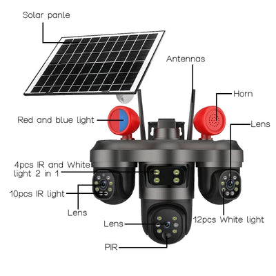 Caméra Solaire Extérieure Sans Fil 15MP Tri-Objectif PTZ