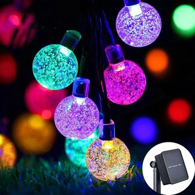 Guirlande Solaire Extérieur Globe Cristal 60 LED, 8 Modes IP65