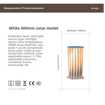 Lampe Solaire de Colonne sur Pied d'Extérieur