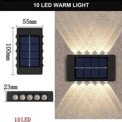 Applique Murale Solaire Extérieur Éclairage Haut et Bas Blanc Chaud Étanche