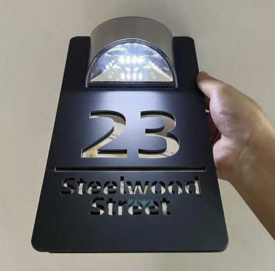 Plaque Numéro Maison Solaire LED Personnalisée Acrylique 3D