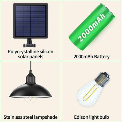Lampe Solaire Suspendue de Jardin IP65 Blanc Chaud