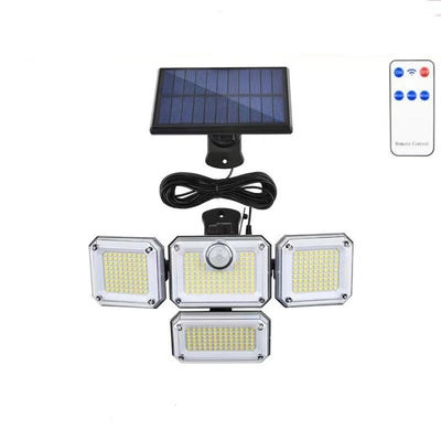 Projecteur Solaire 122 LED 4 Têtes Détecteur Mouvement Extérieur