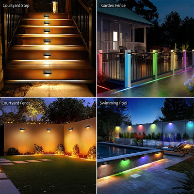 Lampe Solaire d'Escalier LED RGB Couleur Changeante Marches