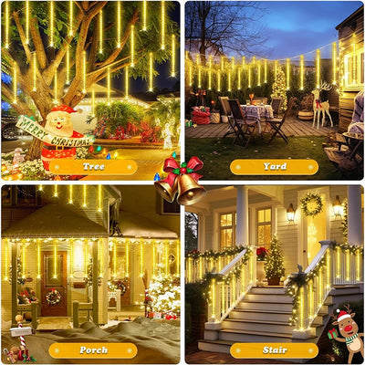 Guirlande Solaire Pluie de Météores Noël Sapin et Gouttière