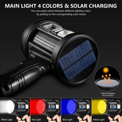 Lampe Torche Solaire LED Rechargeable 1000000lm Camping Chasse