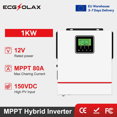 Onduleur Solaire Hybride 1 kW 12V 24V MPPT