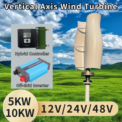 Éolienne Verticale 5000W à 10 kW MPPT Hybride et Onduleur